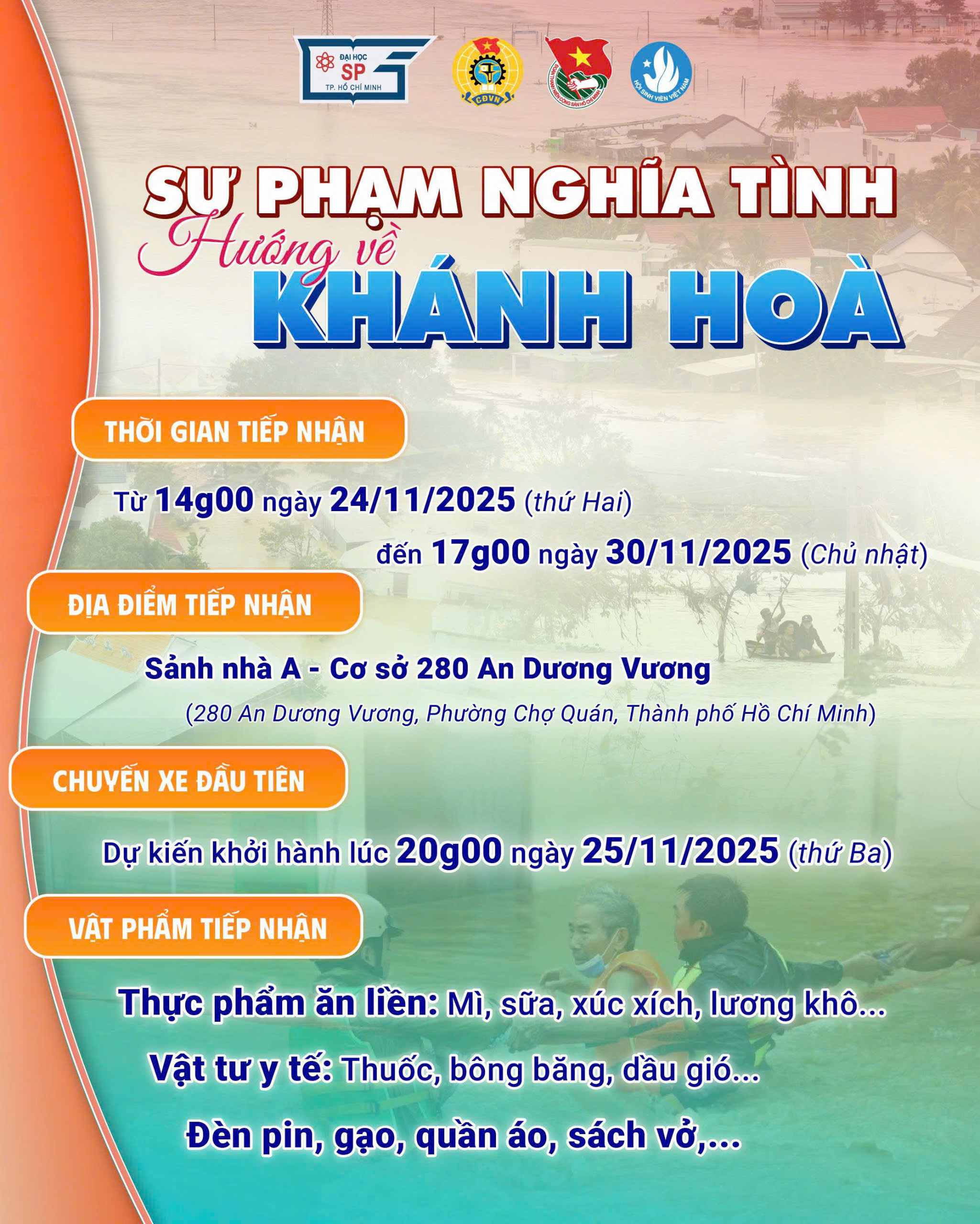 TRƯỜNG ĐẠI HỌC SƯ PHẠM THÀNH PHỐ HỒ CHÍ MINH PHÁT ĐỘNG CHIẾN DỊCH “SƯ PHẠM NGHĨA TÌNH - HƯỚNG VỀ KHÁNH HÒA”